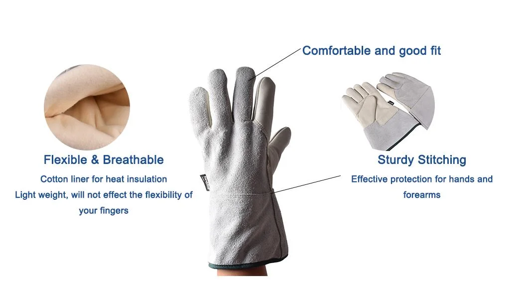 FDA Certification Sheepskin Leather Highly Breathable Welding Working Gloves