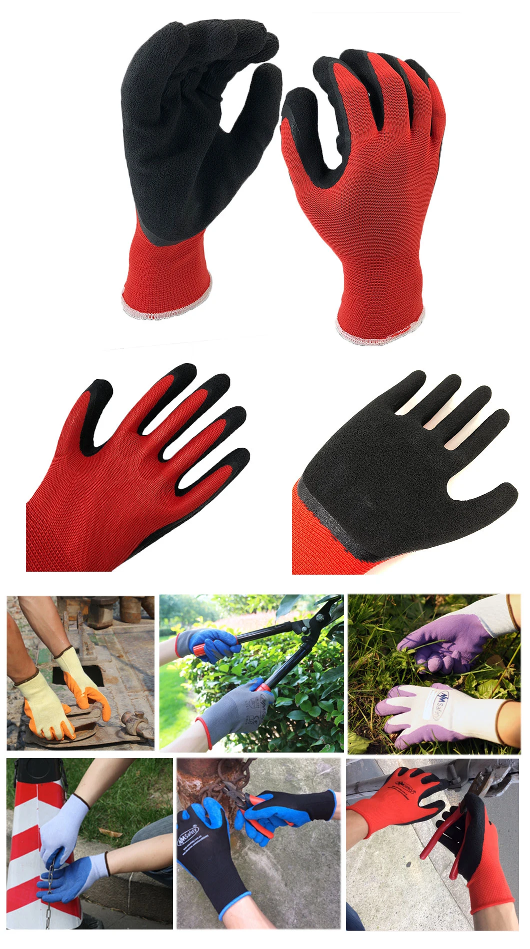 Nmsafety Foam Latex Solf Grip Garden Work Hand Protection Gloves