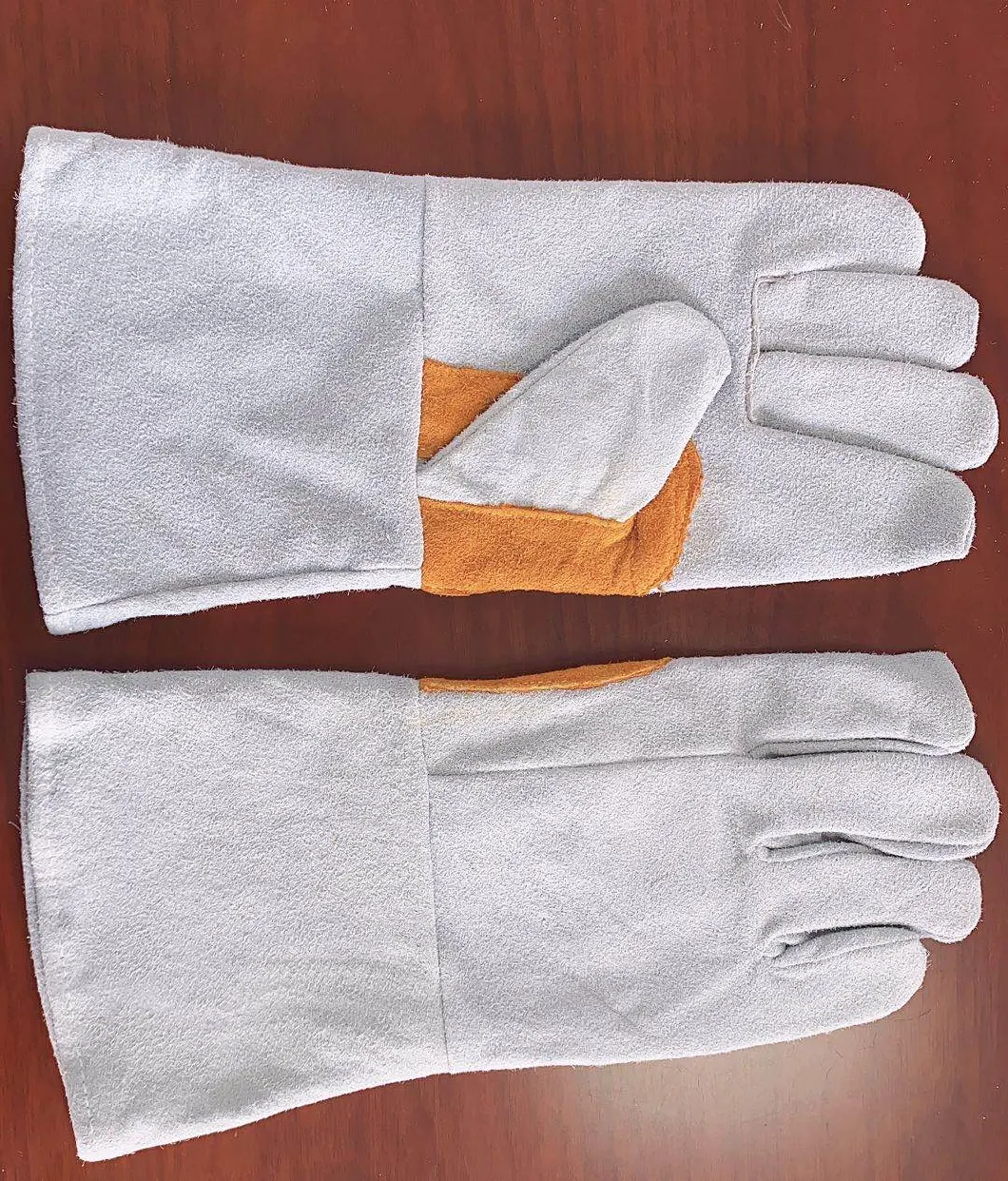 Red Cowhide Split Leather Industrial Hand Safety Welding Work Gloves
