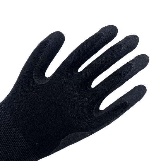 Nmsafety Nylon Coated Sandy Finish Nitrile Grip Safety Gloves Work 4121