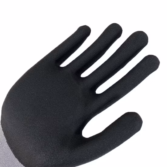 Nmsafety Spandex Nylon Palm Coated Micro Foam Nitrile High Dexterity Hand Safety Glove