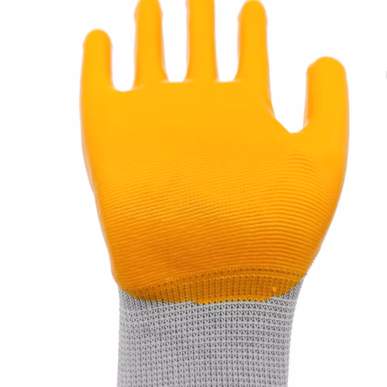 Factory Shop 13G Polyester Lining Nitrile Sandy Coated Working Safety Knitted Wrist Labor Working Industrial Work Gloves for Garden Household