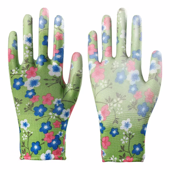 Floral Digital Printing 13 G Gardening Safety Work Gloves with PU Coating